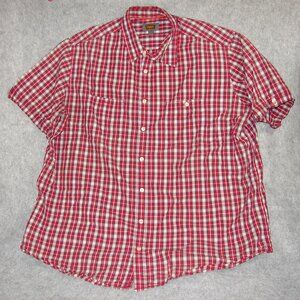Mens Foundry Supply Co. Button Front SHIRT, 2XLT, Red Plaid, Short Slv, Big/Tall